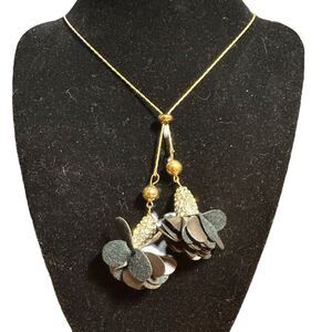 INC International Concepts Gold and black flower lariat Necklace